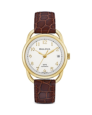 Bulova Watch, 34mm In White/brown