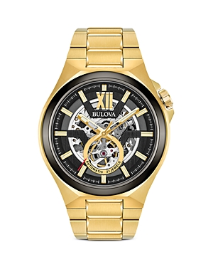 Shop Bulova Maquina Watch, 46mm In Black/gold