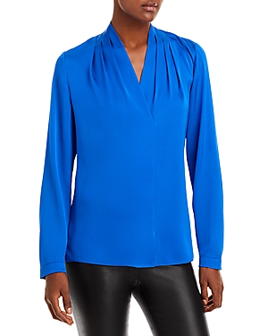 Kobi Halperin Nellie Silk-blend Pleated Blouse In Lapis