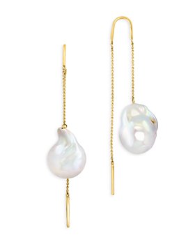 Bloomingdale's - Cultured Pearl Threader Earrings in 14K Yellow Gold - 100% Exclusive