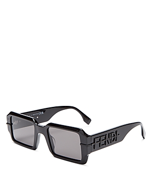 Shop Fendi Graphy Rectangular Sunglasses, 52mm In Black/gray Solid