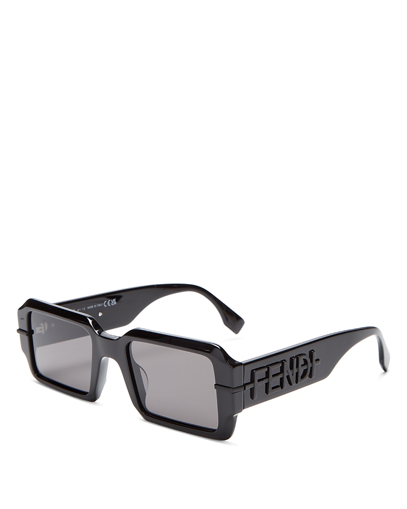 Fendi Graphy 52mm Rectangular Sunglasses In Black/gray Solid