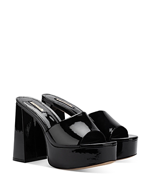 Larroude Dolly Patent Leather Platform Sandals In Black