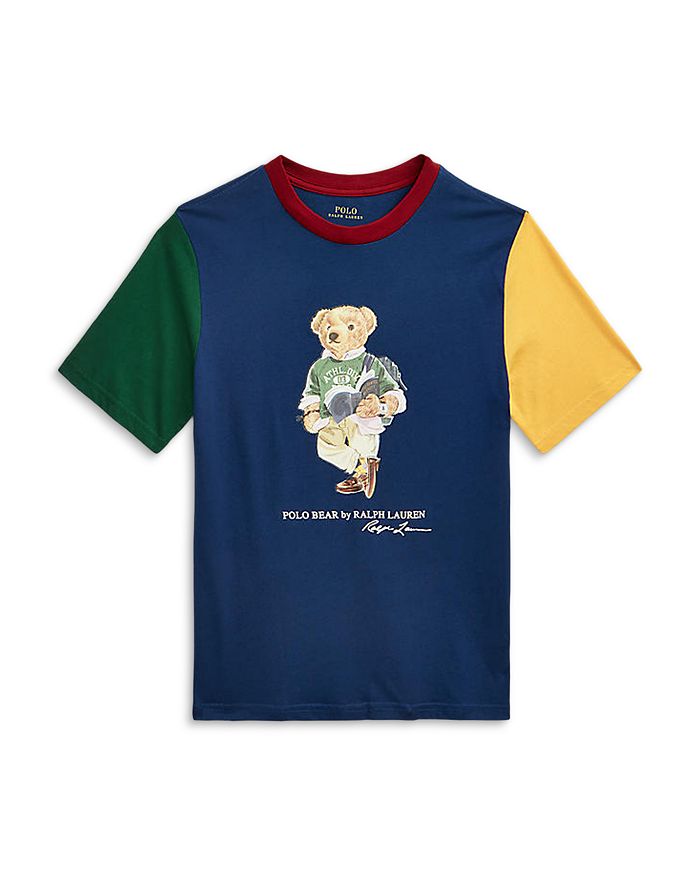 Ralph Lauren Boys Color Blocked Polo Bear Cotton Tee Big Kid