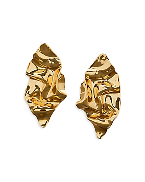 Shop Alexis Bittar Crumpled Large Post Earrings In Gold