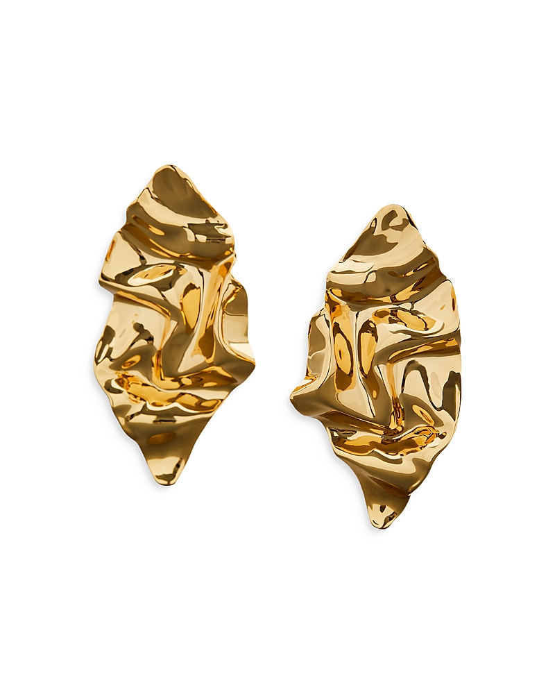 Alexis Bittar Crumpled Gold Large Post Earrings In Gold