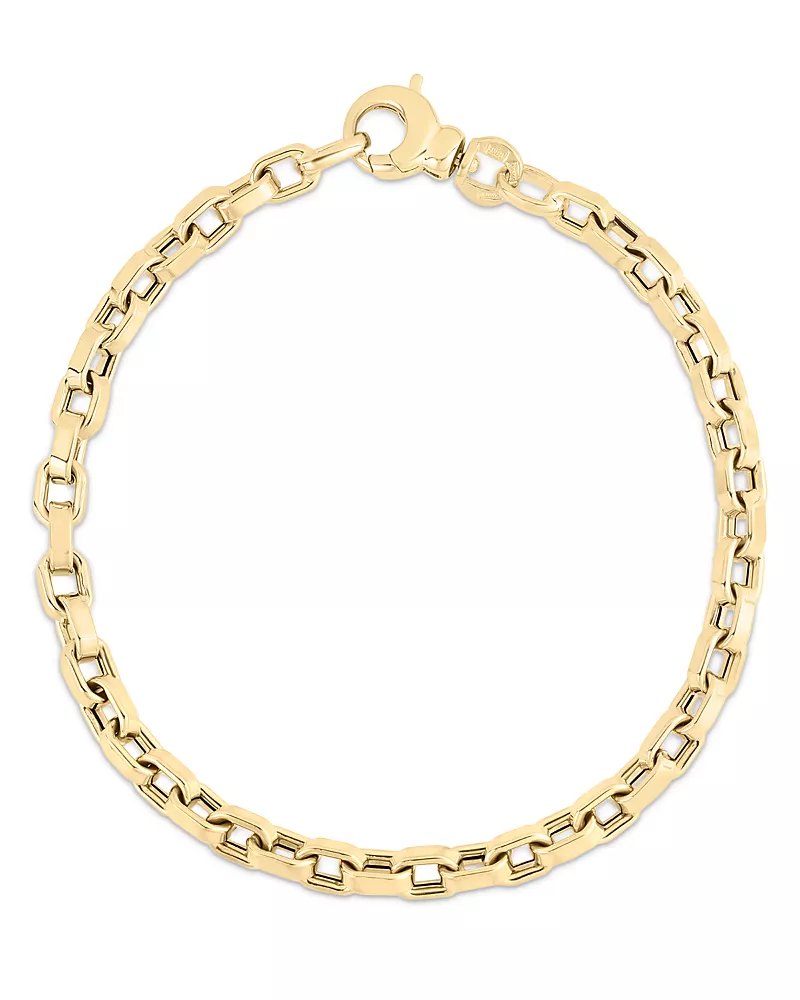 Roberto Coin 18K Yellow Gold Designer Gold Heavy Box Link Chain Bracelet