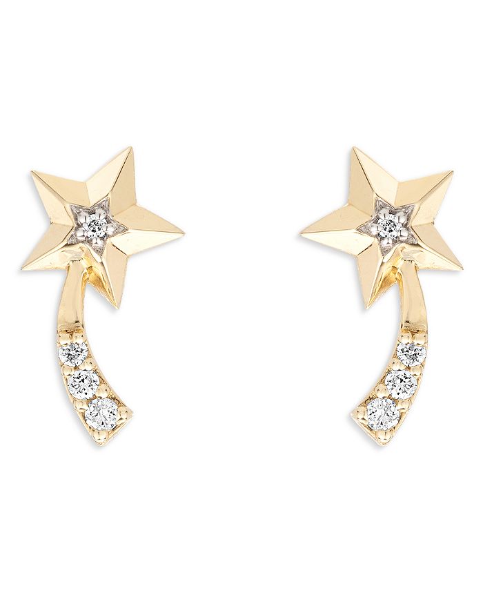 Adina Reyter 14K Yellow Gold Shooting Star Diamond Post Earrings