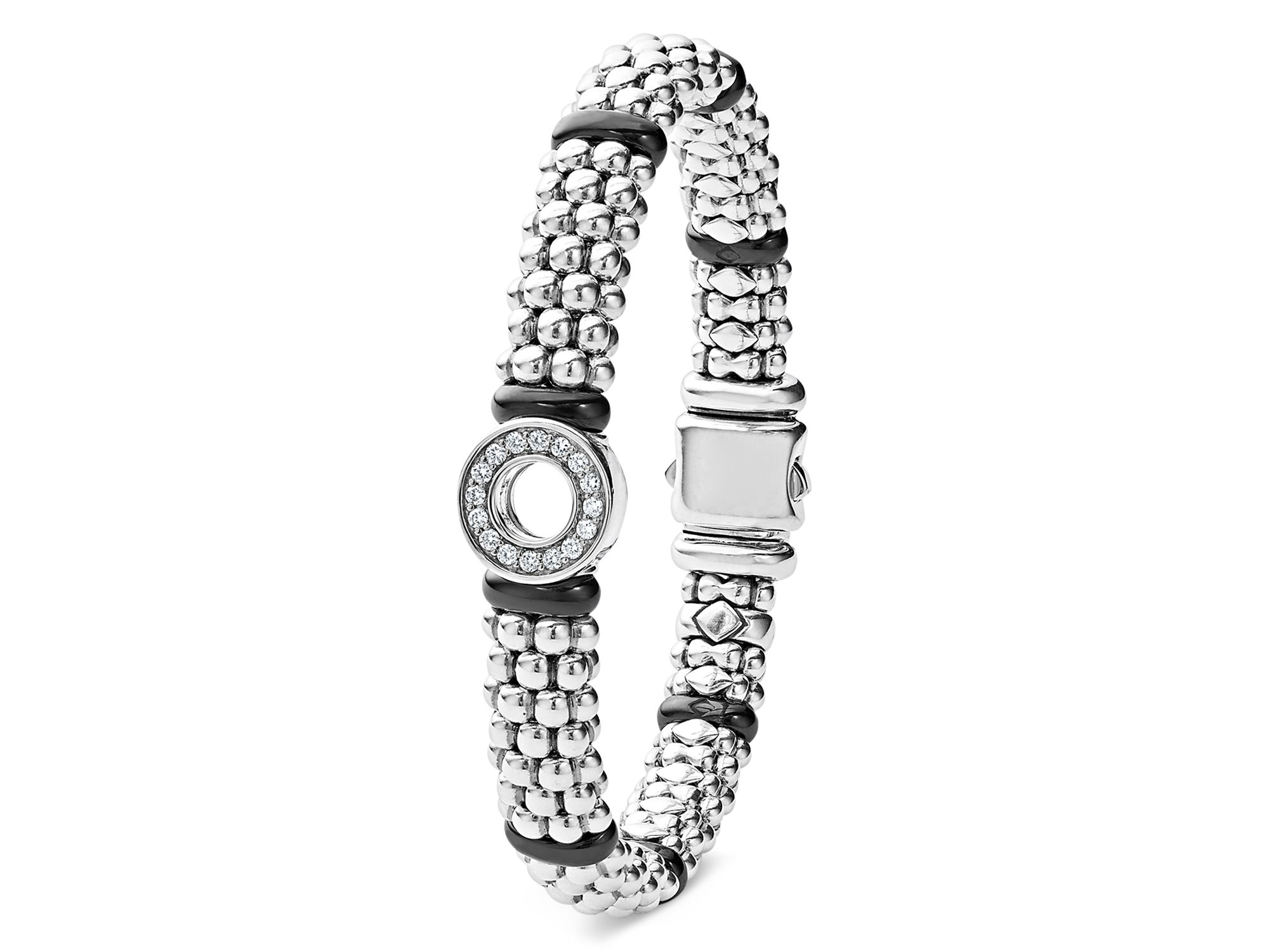 Sterling Black Caviar Ceramic & Diamond Bead Bracelet — Image 3
