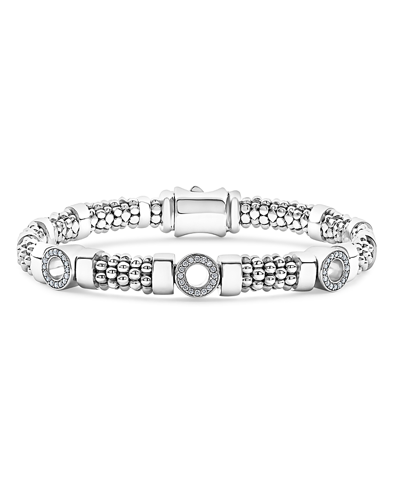 Lagos Caviar Spark Diamond Station Rope Bracelet In Silver
