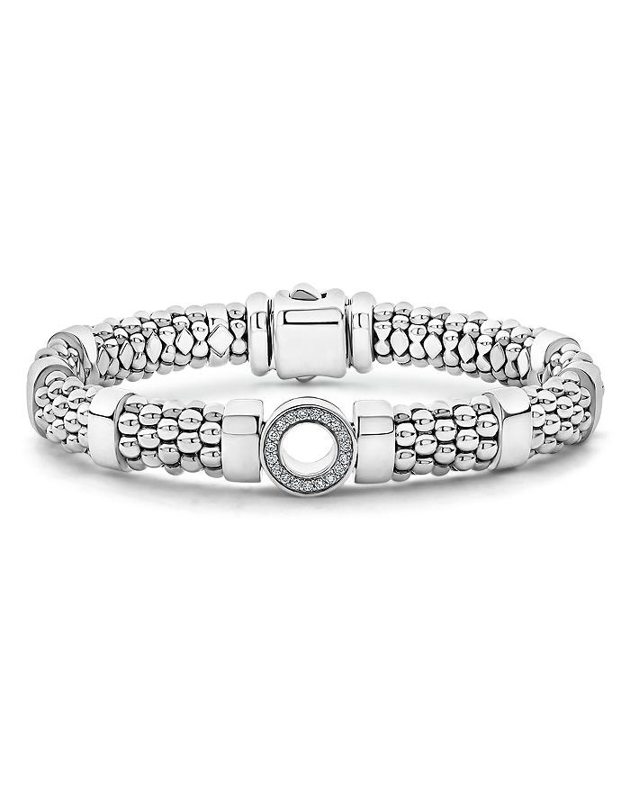 LAGOS - Sterling Silver Caviar Spark Diamond Circle Bead & Polished Link Bracelets