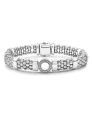 Lagos Sterling Silver Caviar Spark Diamond Circle Beaded Bracelet