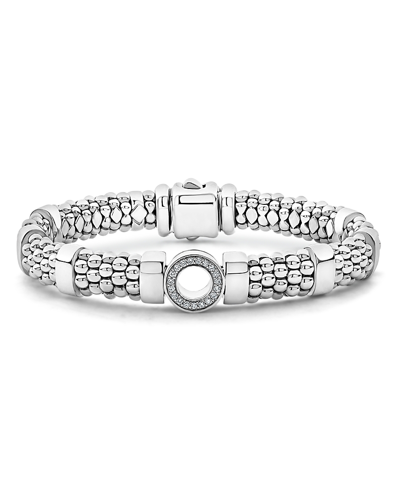 Lagos Caviar Spark Diamond Station Rope Bracelet In Silver