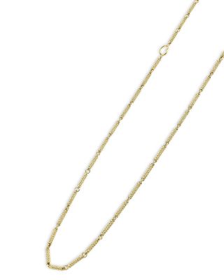 18K Yellow Gold Signature Caviar Bead Open Heart Link Chain Necklace, 16-18