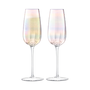 Lsa Iridescent Champagne Flutes, Set Of 2 In Mother Of Pearl
