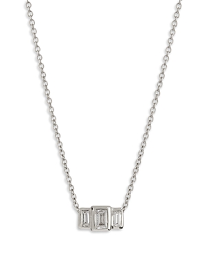 Apres Jewelry 14K White Gold Diamond Trio Baguette Charm Necklace, 16-19