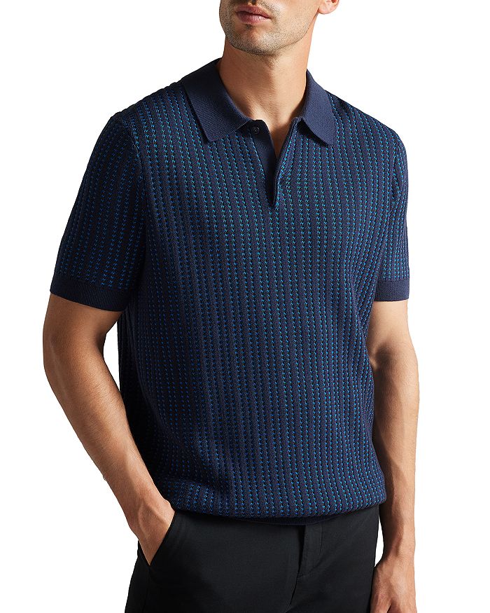 Pebble Textured Knitted Polo Shirt Bloomingdales Men Clothing T-shirts Polo Shirts 