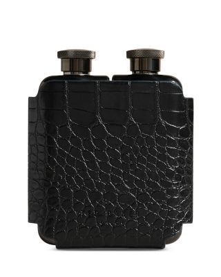 Jaason Faux Croc Double Hip Flask