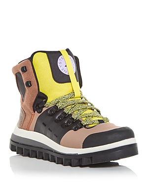 Adidas By Stella Mccartney Women's Mix Media High Top Sneakers In Camel/black/shock Yellow