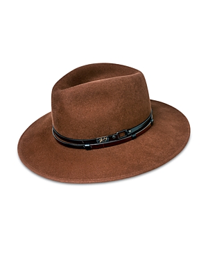Bailey Of Hollywood Stedman Leather Trimmed Fedora Hat In Oak