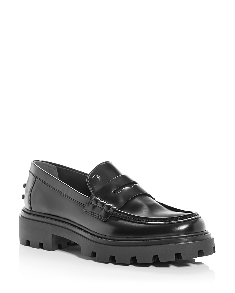 Tod's Gomma Pesante Glossed-leather Loafers In Black