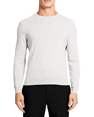 Theory Hilles Crewneck Cashmere Sweater In Light Gray Heather