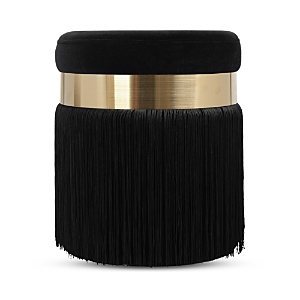 Tov Furniture Melody Tasseled Ottoman In Black