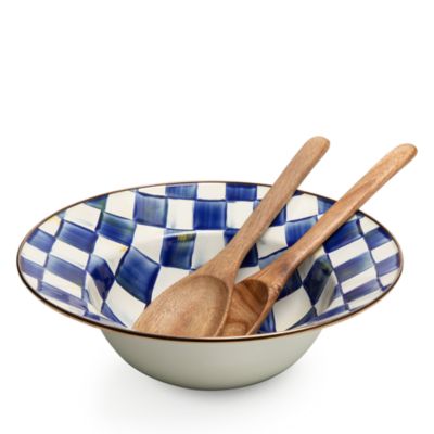 Mackenzie-Childs - Royal Check Enamel Salad Serving Set