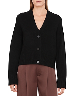 Vince The Boxy Wool Cashmere Cardigan In Black In Black