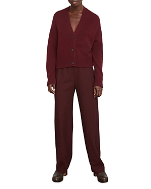 Vince Wool-cashmere Boxy V-neck Cardigan In Burgundy