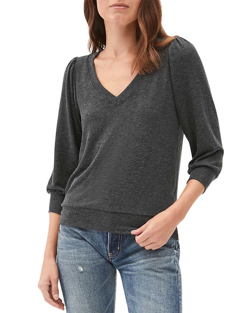 Michael Stars Gabriella V-neck Top In Charcoal