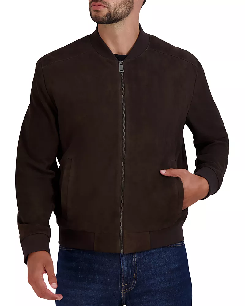 Cole Haan Suede Bomber Jacket