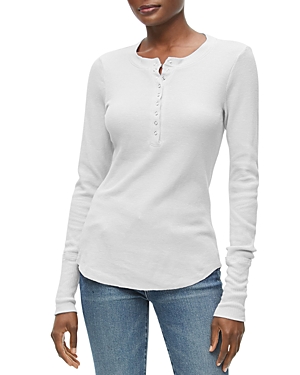Michael Stars Regan Henley Long Sleeve Top In White