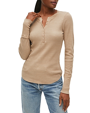Michael Stars Regan Henley Long Sleeve Top In Safari