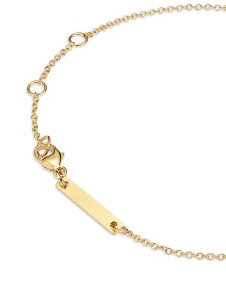 14K Yellow Gold Itty Bitty Symbols Black & White Diamond Yin Yang Charm Bracelet