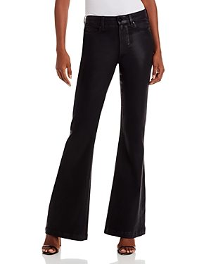 PAIGE GENEVIEVE HIGH RISE FLARE JEANS IN BLACK COATED