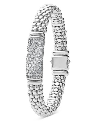 Sterling Silver Signature Caviar Pav&eacute; Diamond Beaded Bracelet