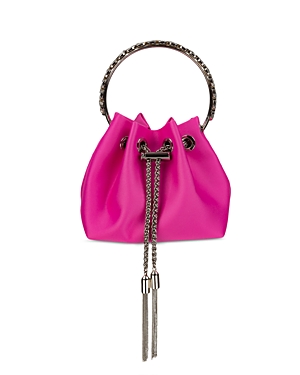 Sondra Roberts Satin Drawstring Mini Bag In Bright Pink