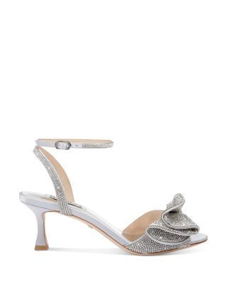 Women's Remi Almond Toe Rhinestone Ruffle Mid Heel Sandals