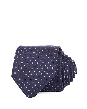 Shop Ferragamo Salvatore  Gancini Dot Silk Classic Tie In Blue Scuro