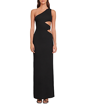 Staud Letta One-shoulder Cutout Jersey Maxi Dress In Black