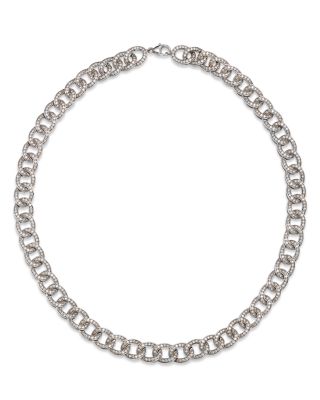 Diamond Chain Link Collar Necklace in 14K White Gold, 6.0 tcw 