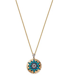 Bloomingdale's - Sapphire, Turquoise & Diamond Evil Eye Pendant Necklace in 14K Yellow Gold, 16-18" - 100% Exclusive