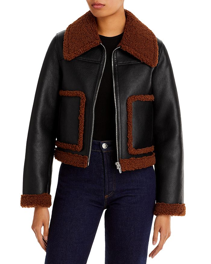 A.L.C. Archer Vegan Leather Fleece Trim Jacket | Bloomingdale's