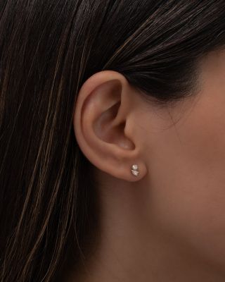 14K Yellow Gold Diamond Pear & Round Toi et Moi Stud Earrings