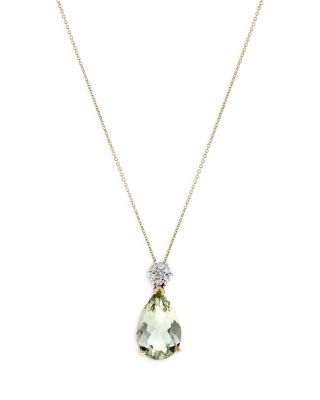 Bloomingdale&#039;s Fine Collection Prasiolite &amp; Diamond Pendant Necklace in 14K Yellow Gold, 16 - Exclusive