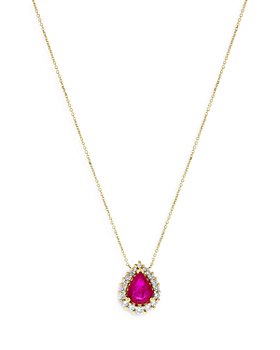 Bloomingdale's - Ruby & Diamond Halo Pendant Necklace in 14K Yellow Gold, 16" - 100% Exclusive