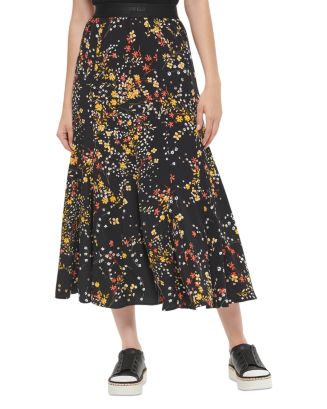 KARL LAGERFELD PARIS Floral Midi Skirt | Bloomingdale's