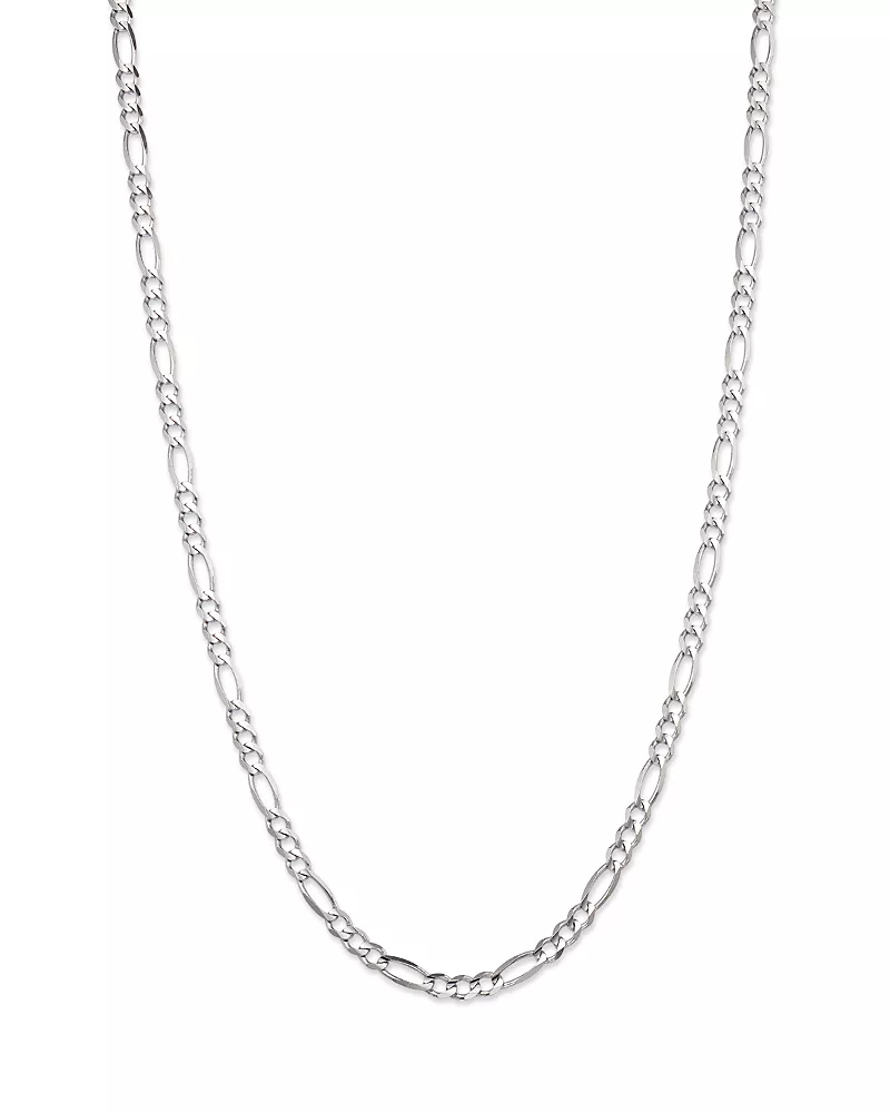 Bloomingdale's Fine Collection Men's Figaro Link Chain Necklace in 14K White Gold, 24