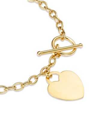 Polished Heart Toggle Bracelet in 14K Yellow Gold 